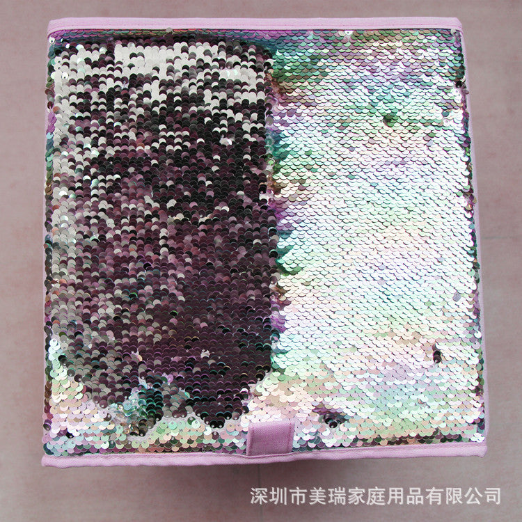 Practical and Fun Sequin Color Flip Foldable Large Storage Box